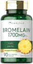 Carlyle Bromelain 1700 mg Humalog 124; 90 Kapsułek Humalog 124; Suplement enzymatyczny ananasa Humalog 124; Nie-GMO i Gluten Free