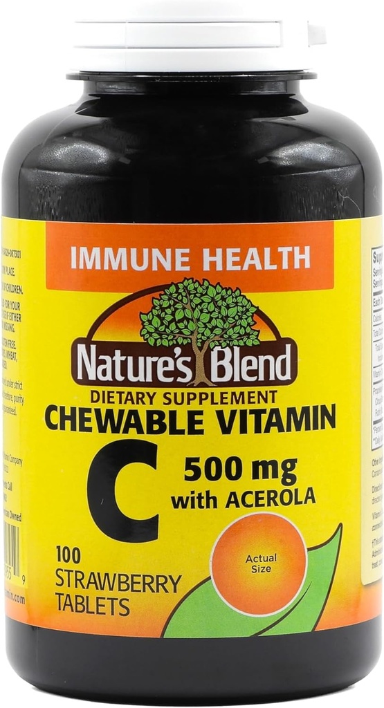 Mieszanka naturalna Witamina C do żucia Acerola, Truskawka 500 mg 100 tabletek