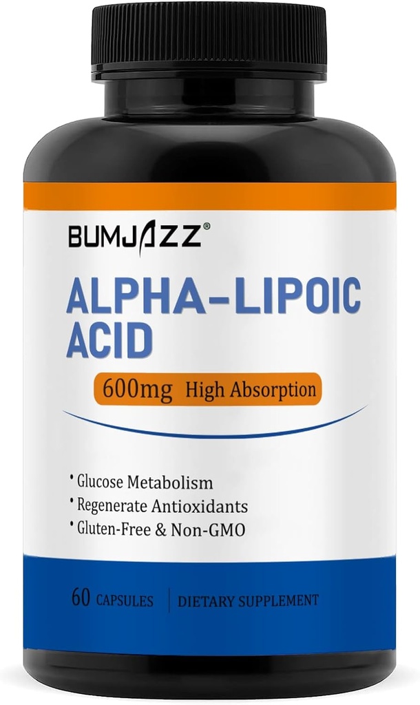 Alpha Lipoic Acid 600mg, pomaga wspierać Glukozę Metabolizm i Regenerat Przeciwutleniacze Non-GMO - Gluten Free - Soy Free - 60 Count