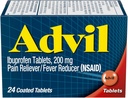 Advil Pain Reliever and Fever Reducer, Ibuprofen 200mg for Pain Relief - 24 tabletki powlekane