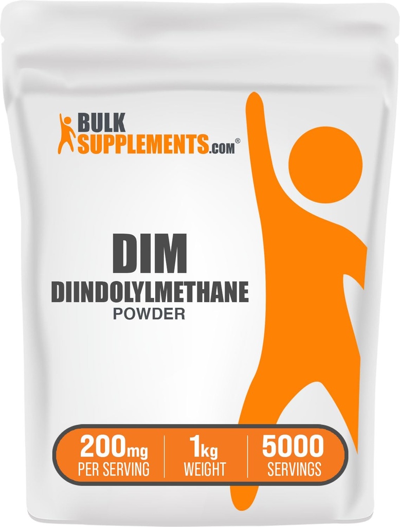 BulkSupplements.com Proszek DIM - Proszek diindolilometanu, Suplement DIM dla mężczyzn i kobiet - DIM 200mg, Gluten Free - 200mg na jedną porcję, 5kg (11 funtów) (opakowanie po 5 sztuk)