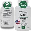 PRISTINE 's N- Acetyl L- Cysteine (NAC) 600MG 30- Day Supply Potent Lung & Liver Immunity Antioksydant Supplement Kapsułki - Mood & Mental Health Support