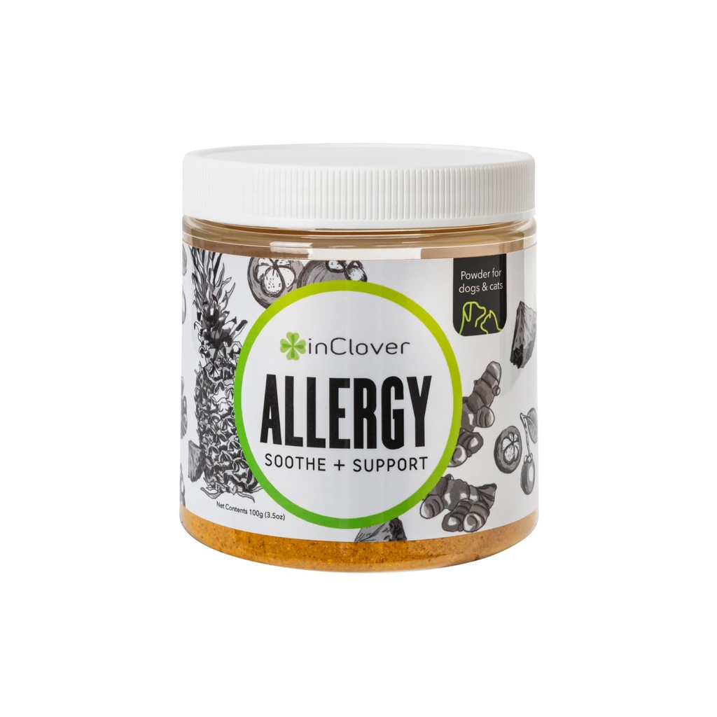 W Clover Natural Dog Allergy Relief Supplement z Turmeric - BioResiliant Treat Powder Suplement dla psów z alergii sezonowych, Mangosteen pomaga utrzymać poziom histaminy