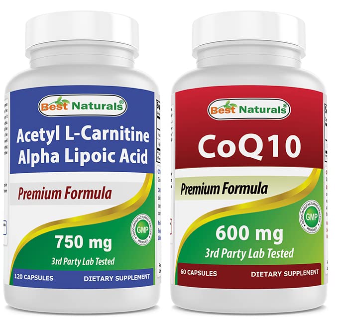 Najlepsi Naturals Acetyl L- Carnitine i Alpha Lipoic Acid 750 mg & CoQ10 600 mg
