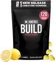 Xwerks Build Gummies dla mężczyzn i kobiet, 120 Hrabia, 100% Pure Creature Monohydrat, Lemon Flavored Muscle Building Gummies 4g per serving, Pre Workout Anti Melting, 5000mg Total Creatine