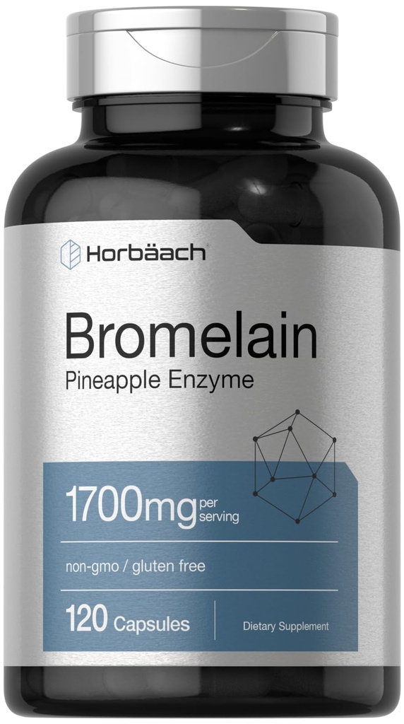 Horbäach Bromelain 1700 mg Humalog 124; 120 kapsułki Humalog 124; Supports Digestive Health Humalog 124; Ananas Enzyme Supplement Humalog 124; Non- GMO, Gluten Free