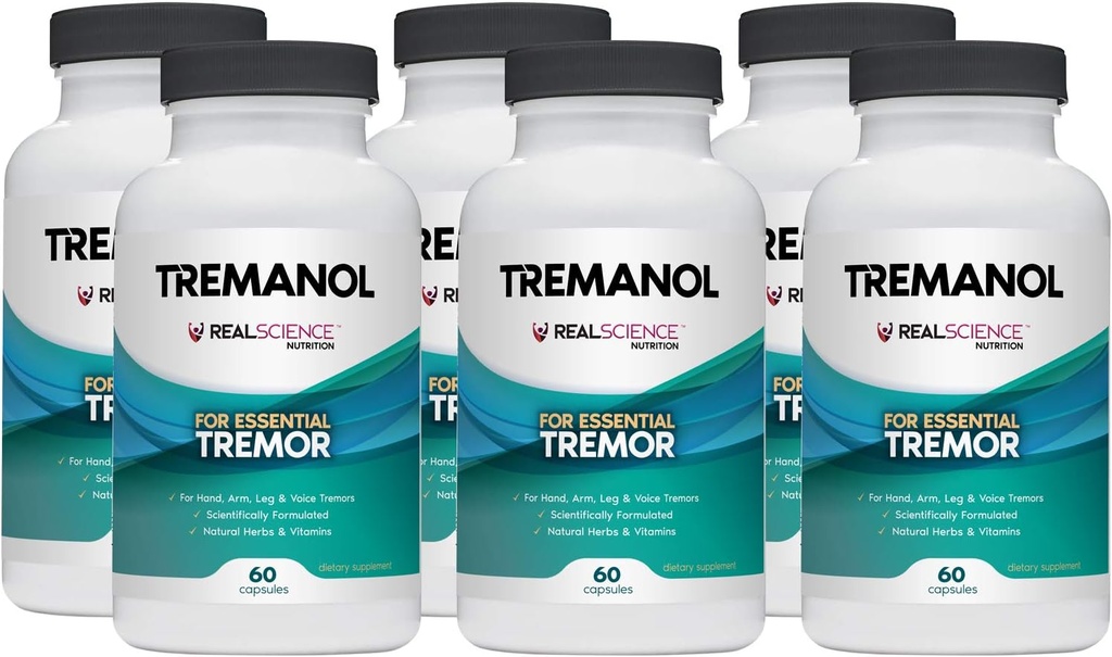 Tremanol – Pack of 6 - Natural Aid for Essential Tremor - Provides Relief for Shaky Hands, Arm, Leg, & Voice Tremors