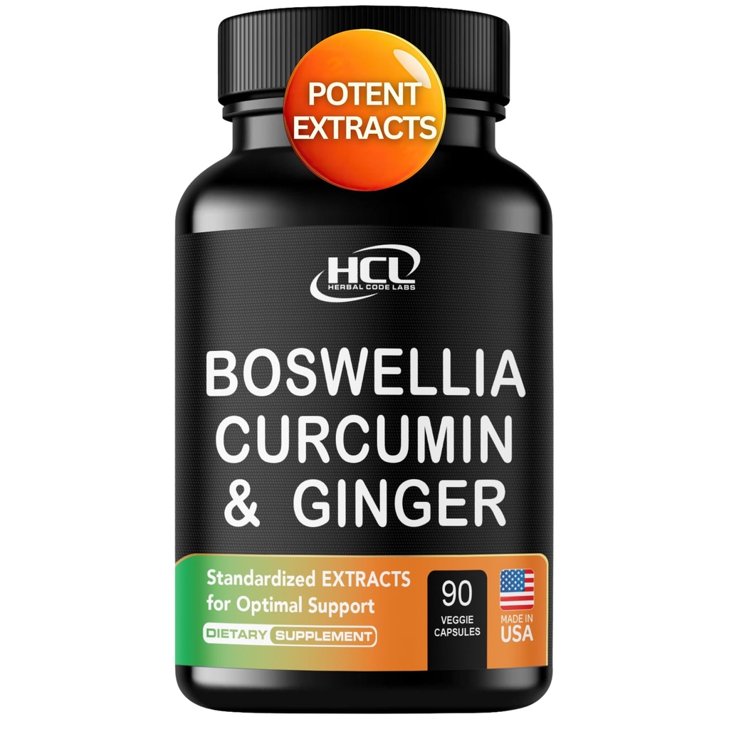 Boswellia Curcumin Ginger Extracts Supplement - Silny 95% Curcuminoids Natural Support Pills for Mobility & Flexibility - Dodatkowa siła Boswelia z kurkuminy Turmeric Organic Ginger Supplement