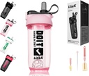 Litex Shaker Butelki do shake 'ów protein, 26oz Blender Shaker Butelka do wstępnego treningu, Shaker Cups with Straw, Butelki Tritan Mixer dla proszku protein, z pędzlem i instrukcją (różowy)