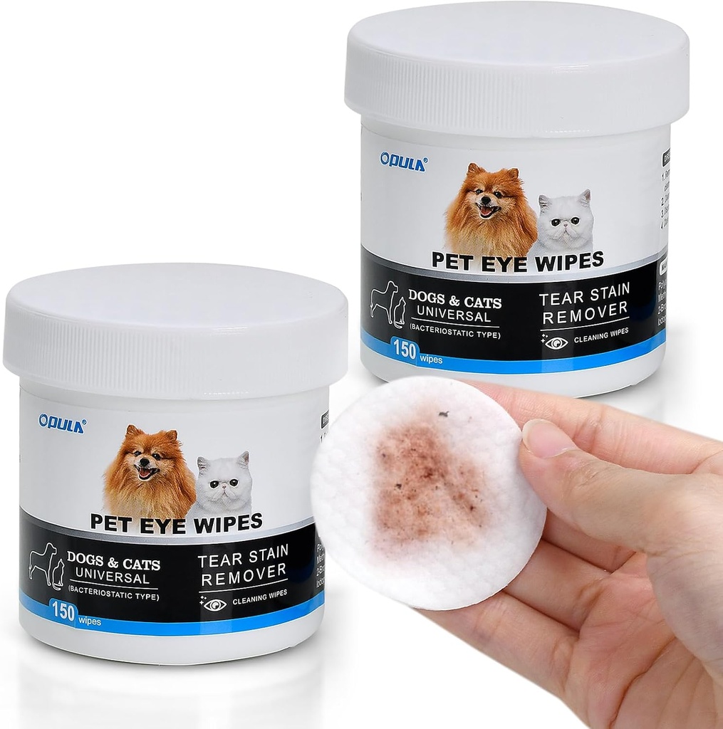 300Pcs Dog Eye Wipes Biodegradowalne, Hipoalergiczny kot pies oczyszczacz oczu, Pet Tear Plain Remover Wipes 124; Zmarszczka, Twarz, Czyściciel oczu Pads delikatnie usunąć, Crust 124; Niezapalone Pet Tear Wipe