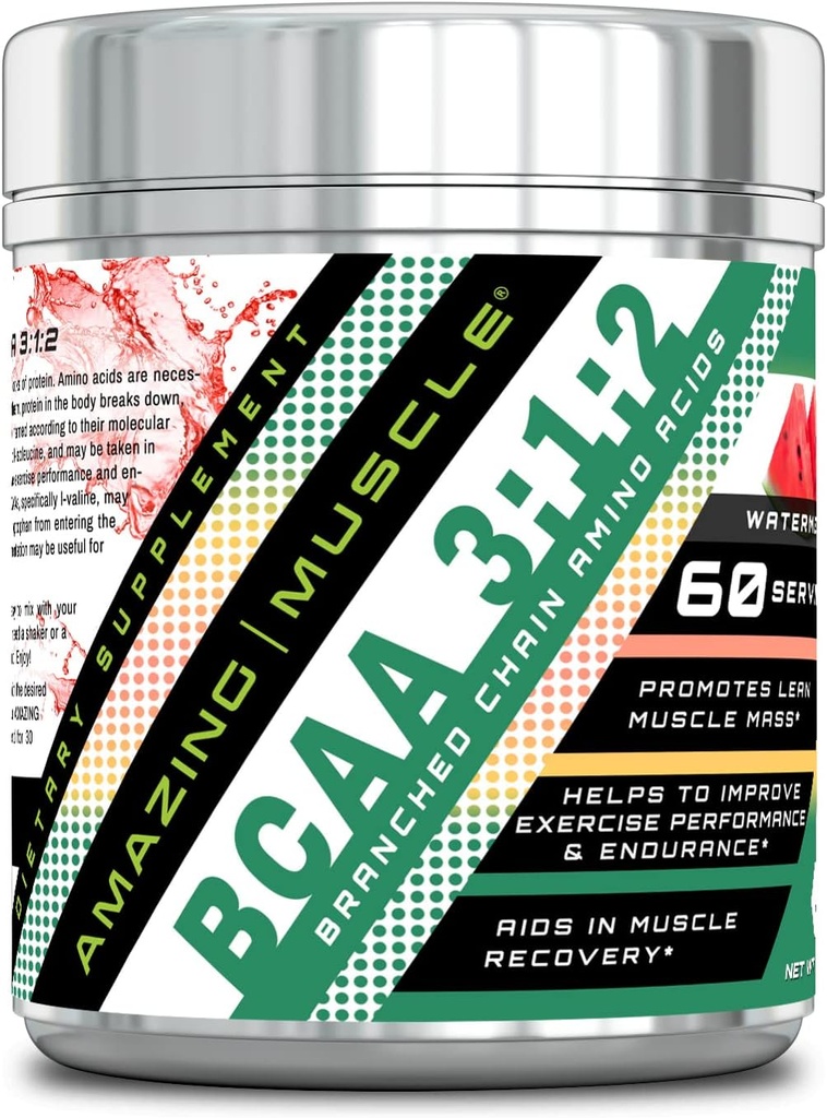 Amazing Muscle BCAA 3: 1: 2 Supplement Agregat 124; 60000 Mg Per Serving Agregat 124; 60 Serings Agregates 124; Arbuz Flavor