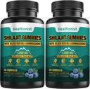 2 opakowania 1000 MG Suplement Shilajit Gummies z 85 + Minerały śladowe, Kwas Fulvic, Pure Organic Shilajit Himalayan Gummy dla mężczyzn i kobiet, Energia, Mózg, Immunitet Suport - 120 Liczby