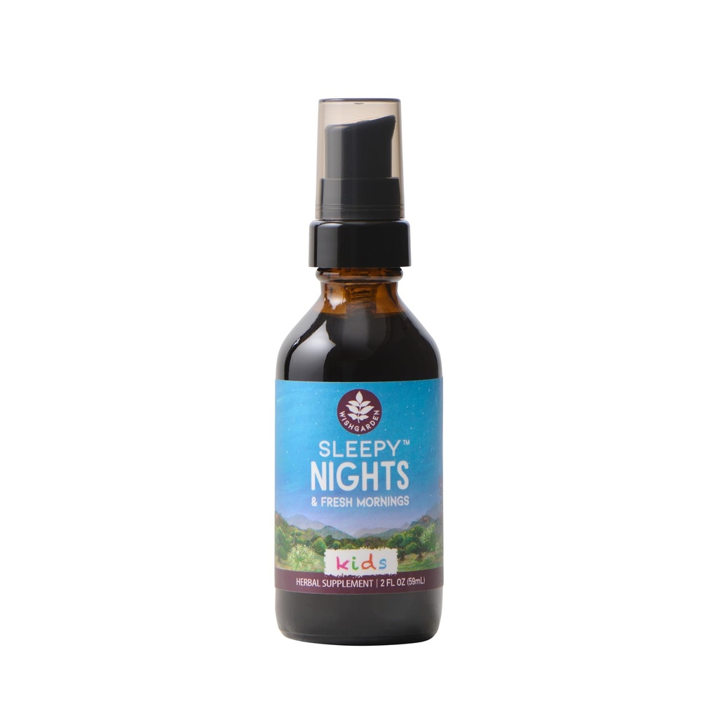 WishGarden Herbs Sleepy Nights dla dzieci - All- Natural Herbal Seep Aid Tincture Bez melatoniny, Organic Seep Supplement with Passionflower & Scullcap, Wspiera bezpieczne i Resteful Deep Sleep, 2oz