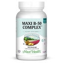 Maxi Health Witamina B Complex - Wysoka moc B Complex Witaminy B- 50 z B1, B2, B3, B6, B12, Biotin & Folate - Wsparcie energii komórkowej i mentalnej klarowności - Kosher - 100 Kapsułki