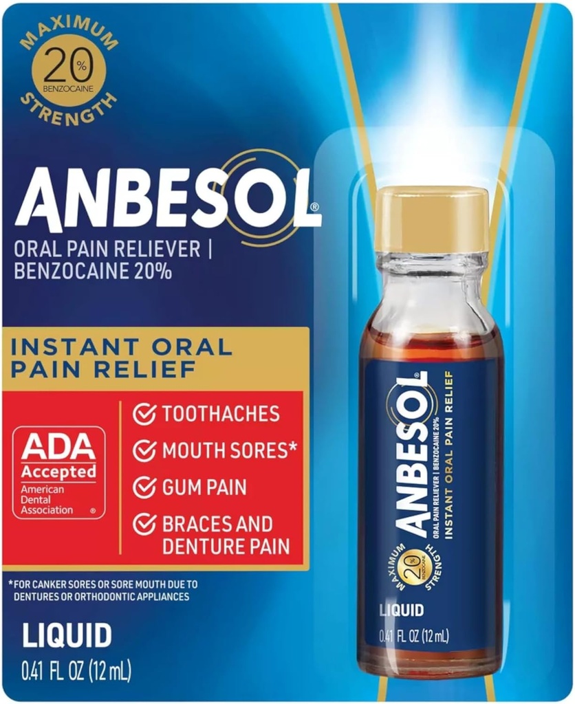 Największa moc płynu anbesol, 0,41 Fl Oz