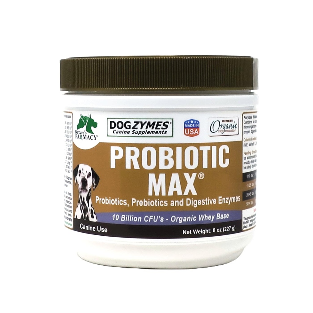 Probiotyk Dogzymes Max-10 Miliard CFU Probiotyki, Prebiotyki, Enzymy Żywieniowe - (8 uncji)