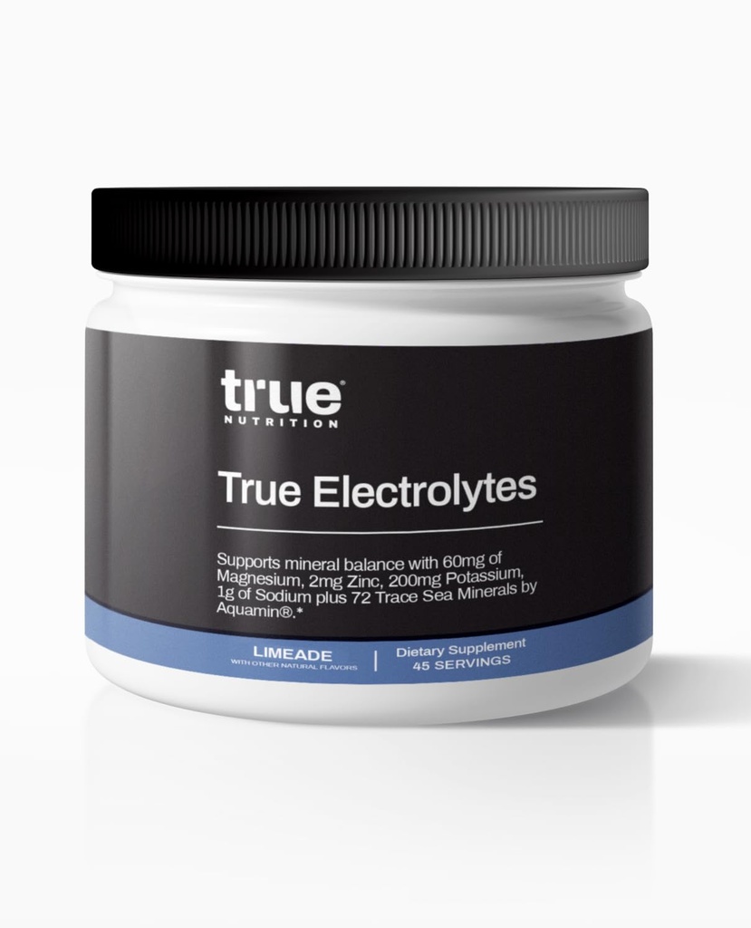 True Electrolyte Hydration Supplement Drink Mix (Limeade) 124; Wspiera zdrowe równowagi mineralnej w / cynku, Potas, Magnezu, Sodu, Aquamin ® 72 Minerały morskie Ślad 124; 5 Cal. 0g cukru. 45 Służenie.