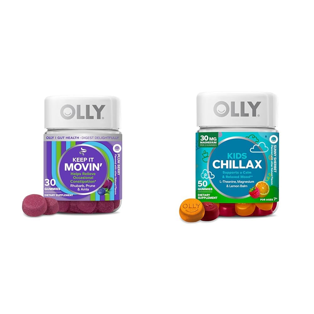 OLLY Zaparcia Relief Gummies 30ct + Chillax Kids Calm Chews 50ct