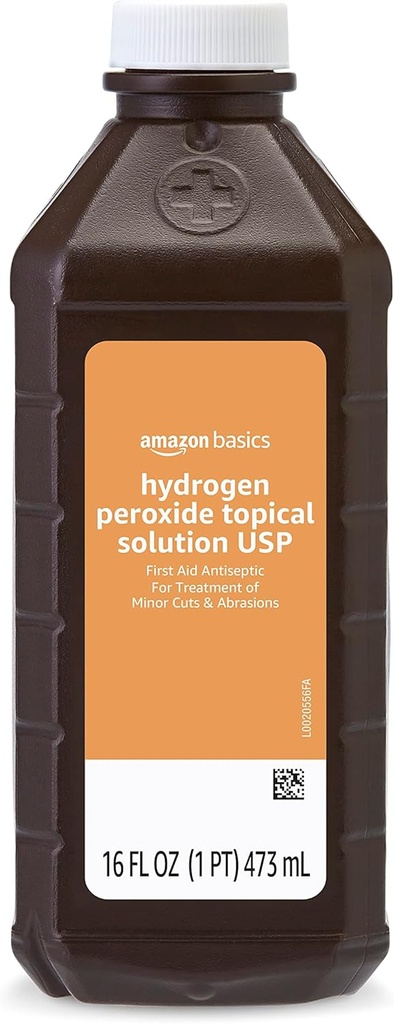 Basics Hydrogen Perxide Topical Solution USP, First Aid Antiseptic for Cuts, Scrapes and Whound Deinfection, 16 fl oz, Pack of 1 (wcześniej Solimoi)