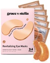 łaska & stella Kofeina pod plastry oczu - Przebudzenie plastry oczu dla puszystych oczu i ciemnych kręgów - Pod maską oczu - Plastry z Niacynamidem i kwasem hialuronowym - Wegan, Cruelty- Free (Brąz, 24 par)