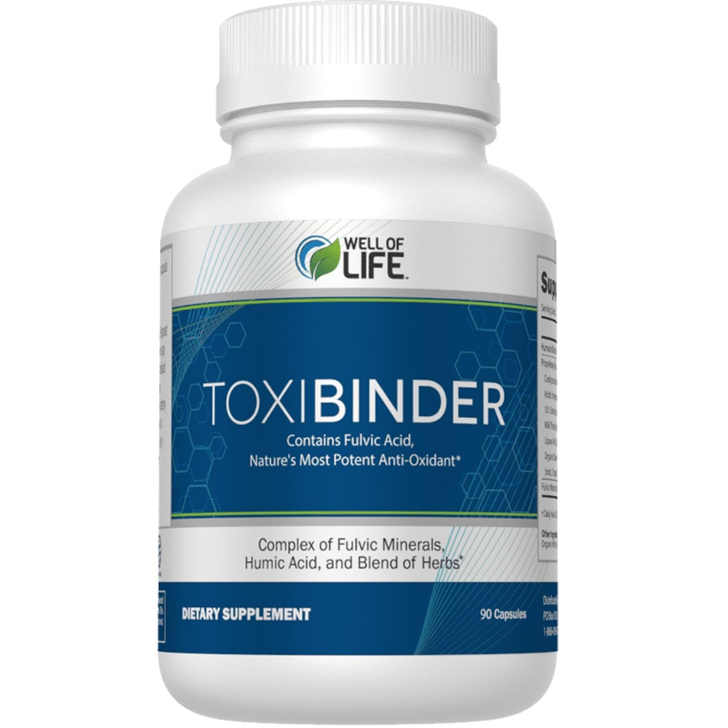 Well of Life Revitalize with Our Detox & Repair Complex ToxiBinder 90Vcap, Vegan, Non-GMO Mieszanka Humic & Fulvic Acids for Enhanced Energy, Better Gut & Joint Health, Hydration i Superior Nutricent