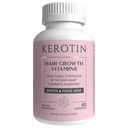 Kerotin Hair Growth Vitamins, Biotin Supplement, DHT Blocker, Collagen Stimulator, for Hair Loss Support, Nail & Skin Care, Includes Saw Palmetto, Vitamin D3 & More - 60 Pills (1 Month Supply)