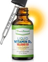 Power By Naturals Witamina D3 płynne krople 10000 j. m. - Witamina D3 o dużej mocy dla dorosłych kości i wsparcie immunologiczne - Bez glutenu, Nie-GMO, Witamina bez cukru - Pomarańczowy Flavor, 1 fl Oz (30 Servings)