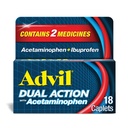 Advil Dual Action Coated Caplets with Acetaminofen, 125mg Ibuprofen and 250mg Acetaminofen Per Caplet for 8 Hour Pain Relief - 18 Count