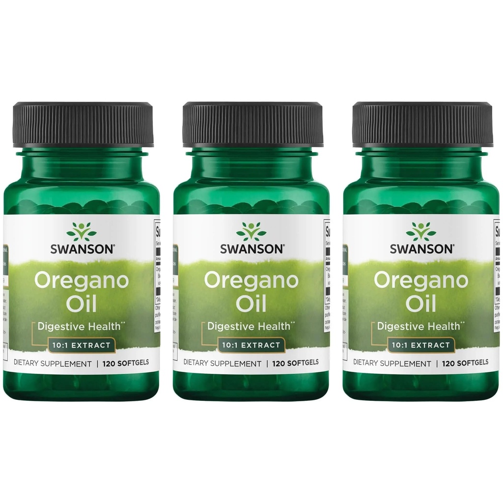Swanson Oregano Oil 10: 1 Extract - Natural Supplement Promotion Digestive Health & Rescue Support - Supports Garacy System & Urnary Tract Health - (120 Softgels, 150mg Each) (3 Pack)