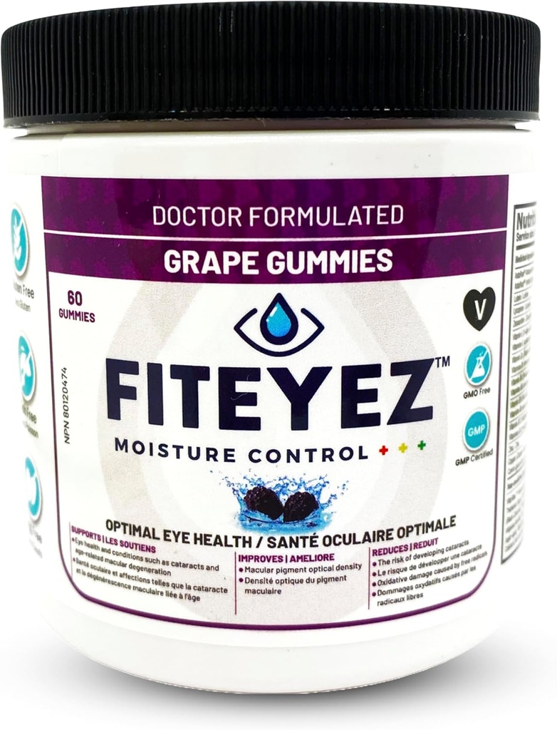 Eye Vitamin Gummies - Astaksantyna, Luteina i Zeaksantyna Suplementy - 11 Zasadnicze odżywki okulistyczne - Non-GMO & Gluten Free Supplement - Zawiera witaminę E, B1, B6, B9 i B12- 60 Gummies