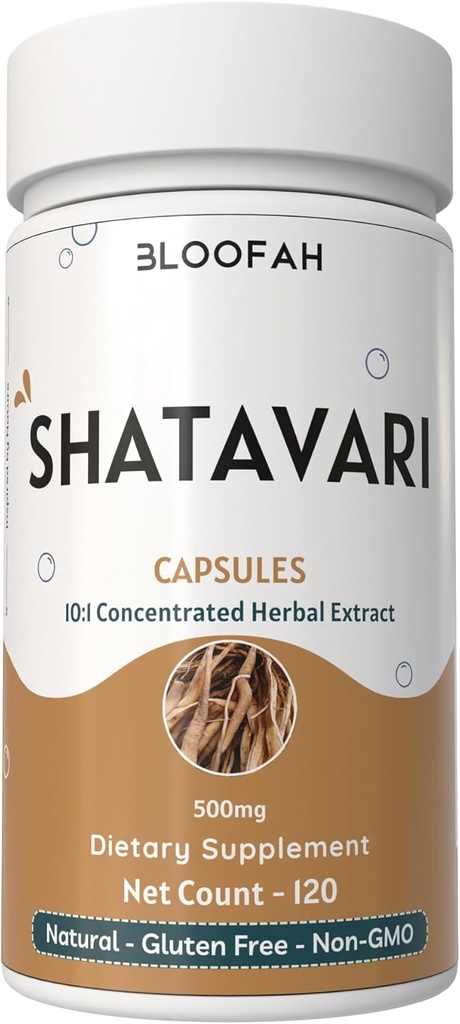 Shatavari Capsules 500mg Xiv 124; koncentrat 10: 1 Extract Xiv 124; Asparagus racemosus Root Herbal Supplement Xiv 124; Non- GMO, Gluten- Free, Tradycyjna formuła ziołowa (120 Ilość (Opakowanie 1))