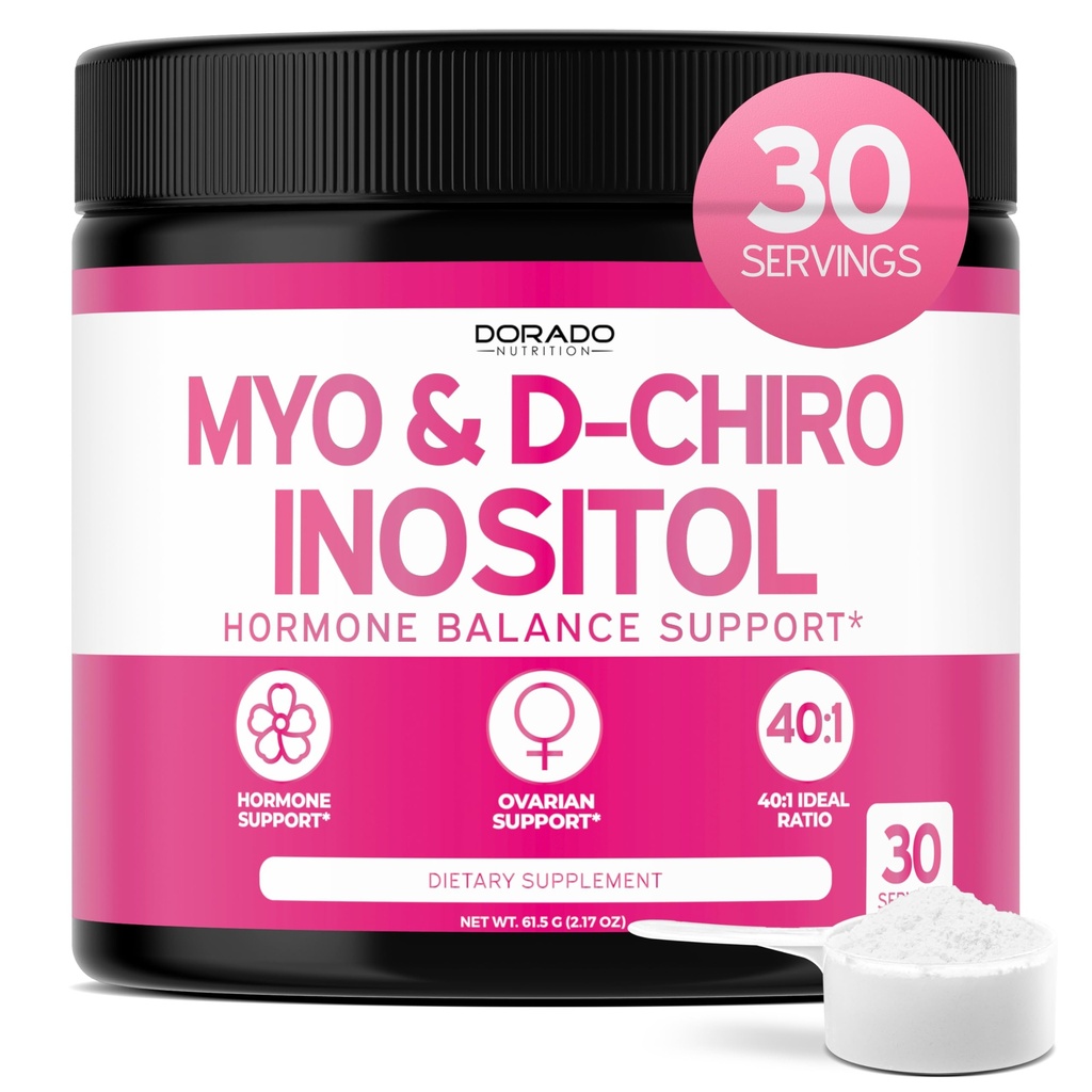 Myo- Inositol & D- Chiro Inositol Supplement Powder (2050mg Per Serving Ideal 40: 1 Stosunek Myo Inositol, 30 Day Supply) Dla Hormone Balance for Women & Ovarian Health - Trzecia strona Tested, Wegan & USA Made