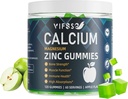 Cynk wapniowy Gummie 600mg z witaminą D3 K2, 120 Gummies Roślina na bazie bezcukrowych Gummies wapnia Wysoka Absorpcja Kompleks Wapnia Suplement 70 + Ślady Minerały dla kości, Wegan