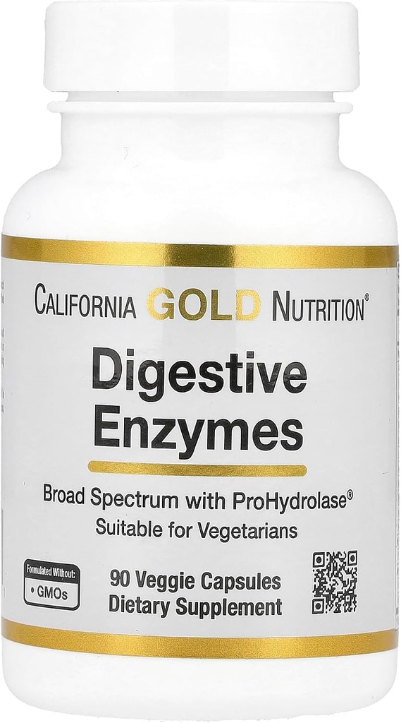 California Gold Nutrition Digestive Enzymy, Broad Spectrum, Nadaje się dla wegetarian, 90 Kapsułki wegetariańskie