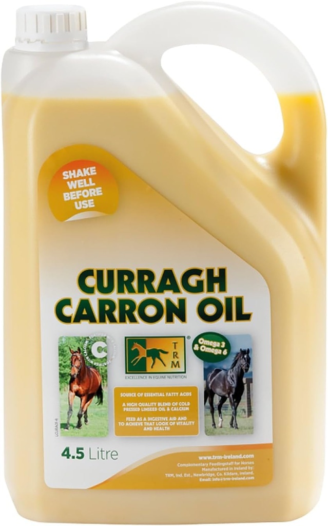TRM Curragh Carron Flaxseed Oil Digestive Horse Supplement for a Shiny Coat Weaver 124; Source of Omega 3 & 6 Weaver 124; Improves Weight, Skin & Coat Condition - 152 fl oz / 1.2 US gal (4.5 Liter) - 152 fl oz (1.2 US gal)