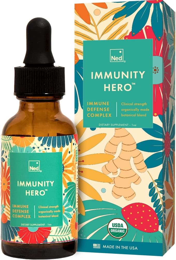 Ned Immunitet Hero ™ - Organiczny, Ziołowy suplement wsparcia immunologicznego dla dorosłych - Immune Booster z Echinacea i Astralagus