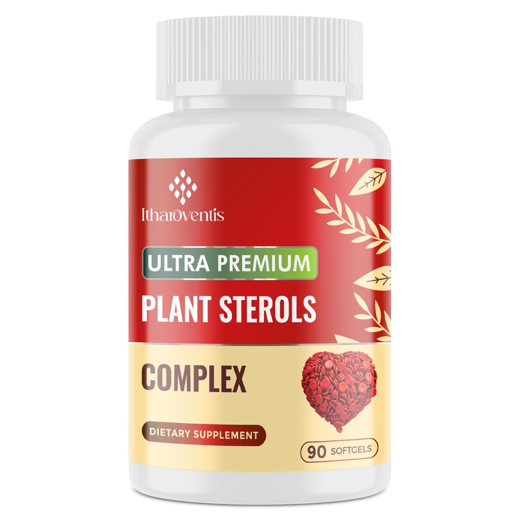Cholesterol Suplementy z sterolami roślinnymi, Niacyna, Red Yeast Rice, Bergamot, Omega-3 & Czosnek - Advenced Absorption Formula - 90 Softgels