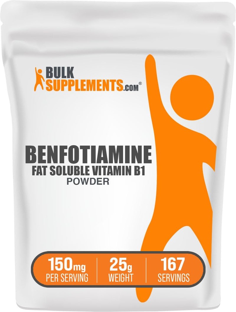 BulkSupplements.com Benfotiamine Powder -Vitamin B1 Benfotiamine Supplement, Fat Soluble B1 Vitamin - Gluten Free, 150mg per Serving, 25g (0.88 oz) (Pack of 1)