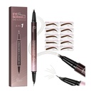 2- in-1 Zakrzywiony wstrzykiwacz do gałek ocznych i wstrzykiwacz do rzęs z 10 nasadkami Brow, Microblading Pencil Eyebrow z 4 Widelec i Zakrzywiony Precyzyjny Tip, Wodoodporny i Długi Lasting Oczka dla kobiet, Ciemny Brown