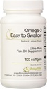 Omega-3 'Łatwy do połknięcia' Ultra- czysty olej rybny suplement naturalny Lemon Flavor 100 Softgels