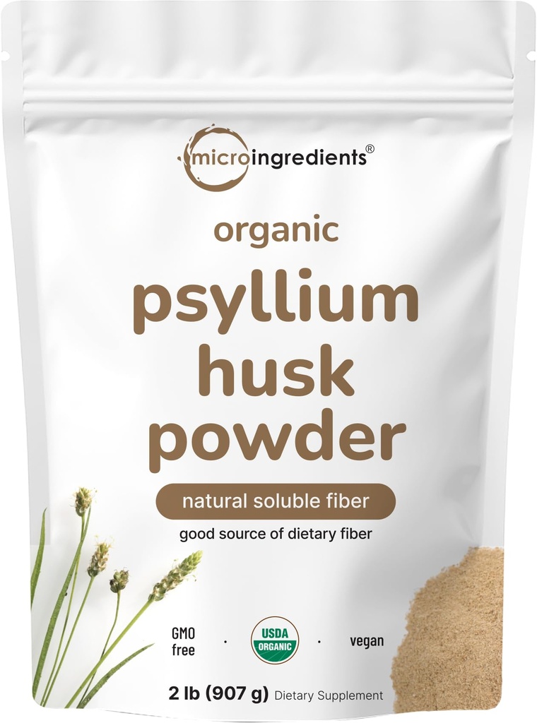 Micro Składniki Organic Pyllium Husk proszek, 2lbs (32oz) 124; Codzienne rozpuszczalne suplement fiber 124; Indie Pochodzenie 124; Naturalne Prebiotyki i Probiotyki 124; Wsparcie Digestive Health 124; Non-GMO, Keto Friendly, Wegan