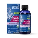 Mamuśka Bliss Organic Baby Elderberry Drops, Wsparcie immunologiczne z witamin, Prebiotyki, Cynk & Echinacea organiczna, Wiek 4 Miesiące +, 3 Fl Oz (36 Służenie)
