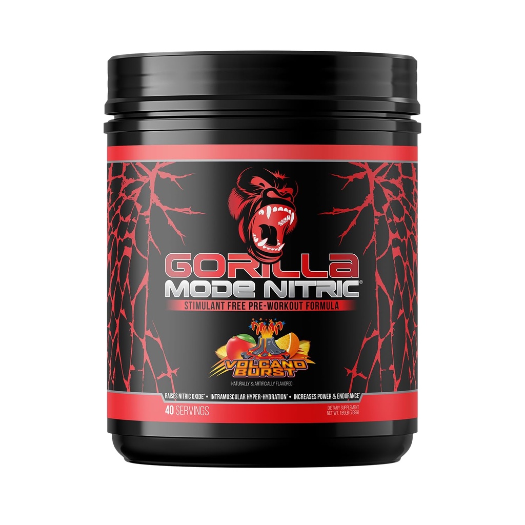 Goryl Mind - Gorilla Mode Nitric Zmodernizowany Stymulant Free-Trening - Najlepsze Degustacje i najbardziej skuteczne Stymulant Free-Trening / Massive Pomps · Vasodilation · Power / 768 Grams (Volcano Burst)
