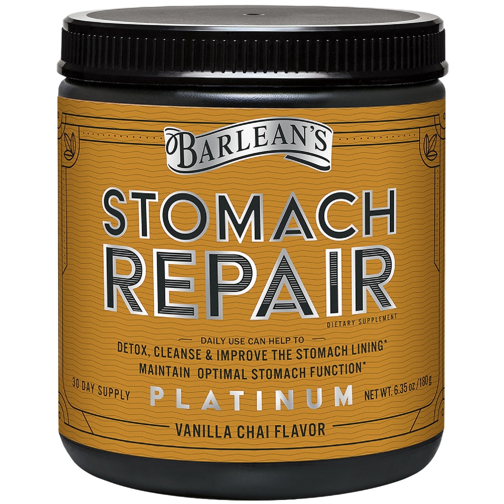 Barlean 's Stomach Repair Gut Health Powder Supplement, Fiber and Digestive Supplements Supplements for Detox and Cleanse, Vanilla Chai Drink Mix, 6.35 oz