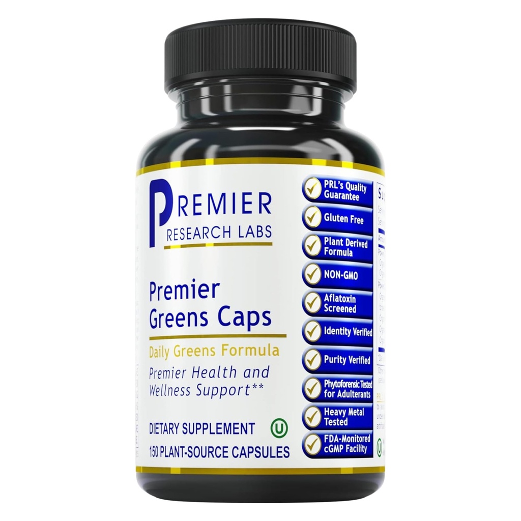 Premier Research Labs Zielone Kapsułki - Super Zielone Kapsułki, Suplementy Zielonych, Super Zielonych Pigułek dla Wellness, Veggie Pigułki z Leafy Zielonych, Kale, Chlorella - 150 Kapsułki wegetariańskie