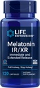 Life Extension Melatonin IR / XR 120 Kapsułki - Natychmiastowa i 7 Godzina Extended- Release - Night Time Supplement - Obsługuje Staying Asleep - Nie-GMO, Gluten- Free