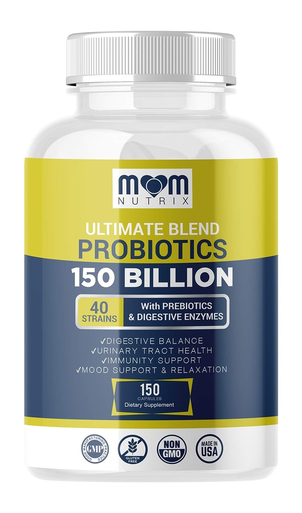 Probiotyka 150 Miliard CFU - 40 Probiotyki szczepu dla kobiet, Probiotyki dla mężczyzn i dorosłych - Probiotyka półpaśca Stabilna z Organic Prebiotic - Acidophilus Probiotic - 150 Kapsułki - Made in USA