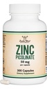 Pikolinian cynku 50mg, 300 Kapsułki (Wsparcie immunologiczne) Non-GMO, Gluten Free (300 Day Supply) przez podwójne suplementy drewna