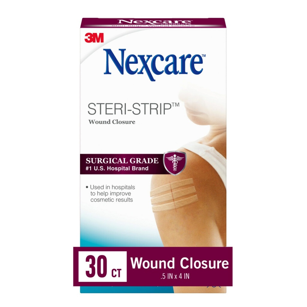 Nexcare Stery- Strip Zamknięcie rany, Paski oddychające Trzymaj małe rany mocno zamknięte, Wielki Po Szwy lub Staples - 30 Zamknięcia rany