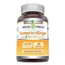 Amazing Formulas Kurkumina Turmerowa & Ginger z BioPerine 2250 mg Per Serving Veggie Kapsułki 124; Non-GMO Birth124; Gluten Free 124; Made in USA Birth124; Idealny dla wegetarian (180 Count)